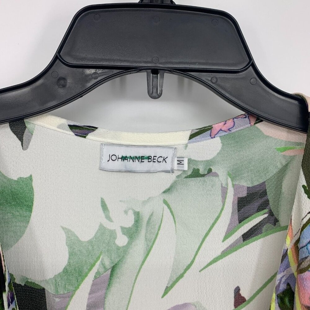 Johanne Beck Dress Floral Print V Neck Button Down Hi Lo Maxi - Picture 5 of 13